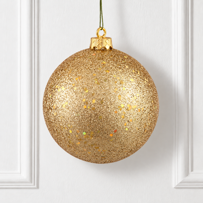 8" Shatterproof Ball Ornament - Gold - Sequin — view 2