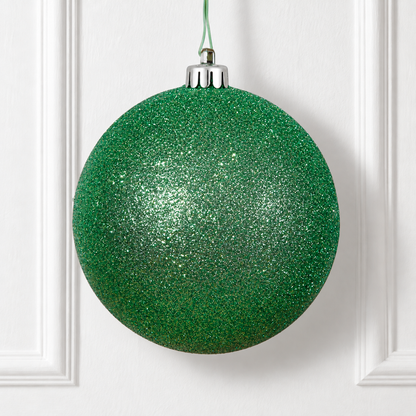 8" Shatterproof Ball Ornament - Green - Glitter — view 2