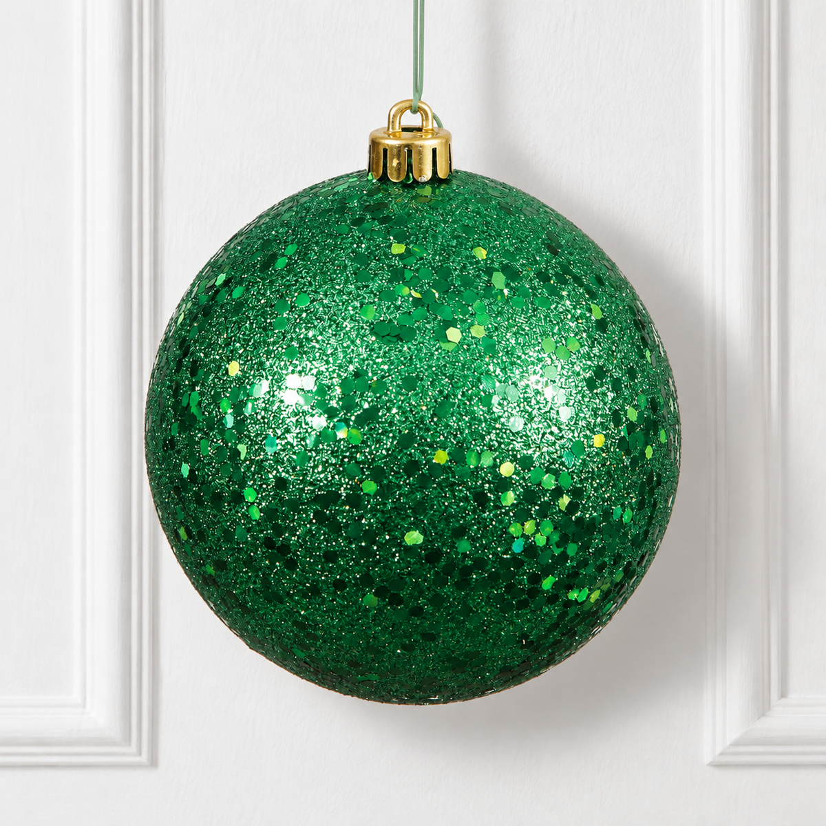 8" Shatterproof Ball Ornament - Green - Sequin — view 2
