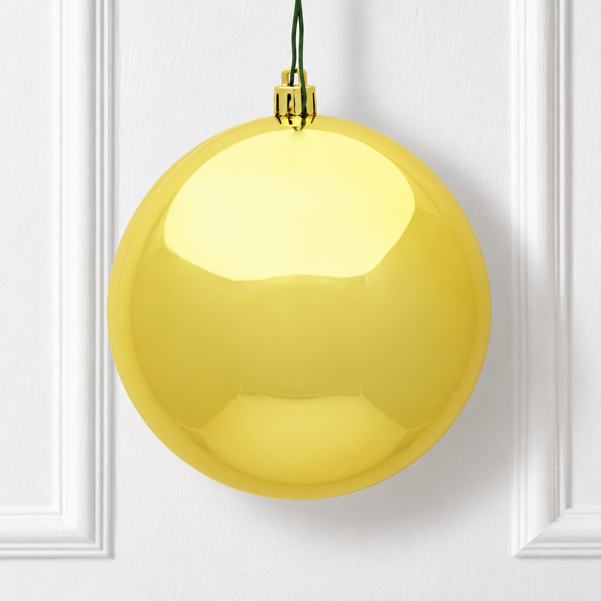8" Shatterproof Ball Ornament - Honey Gold- Shiny - UV Treated — view 2