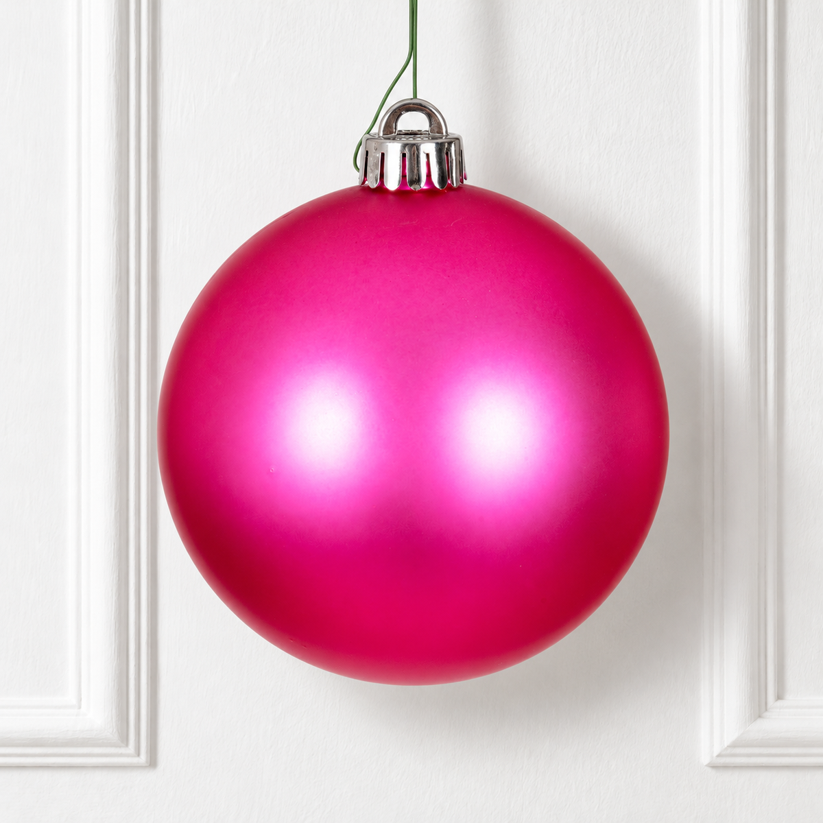 8" Shatterproof Ball Ornament - Hot Pink - Matte - UV Treated — view 2