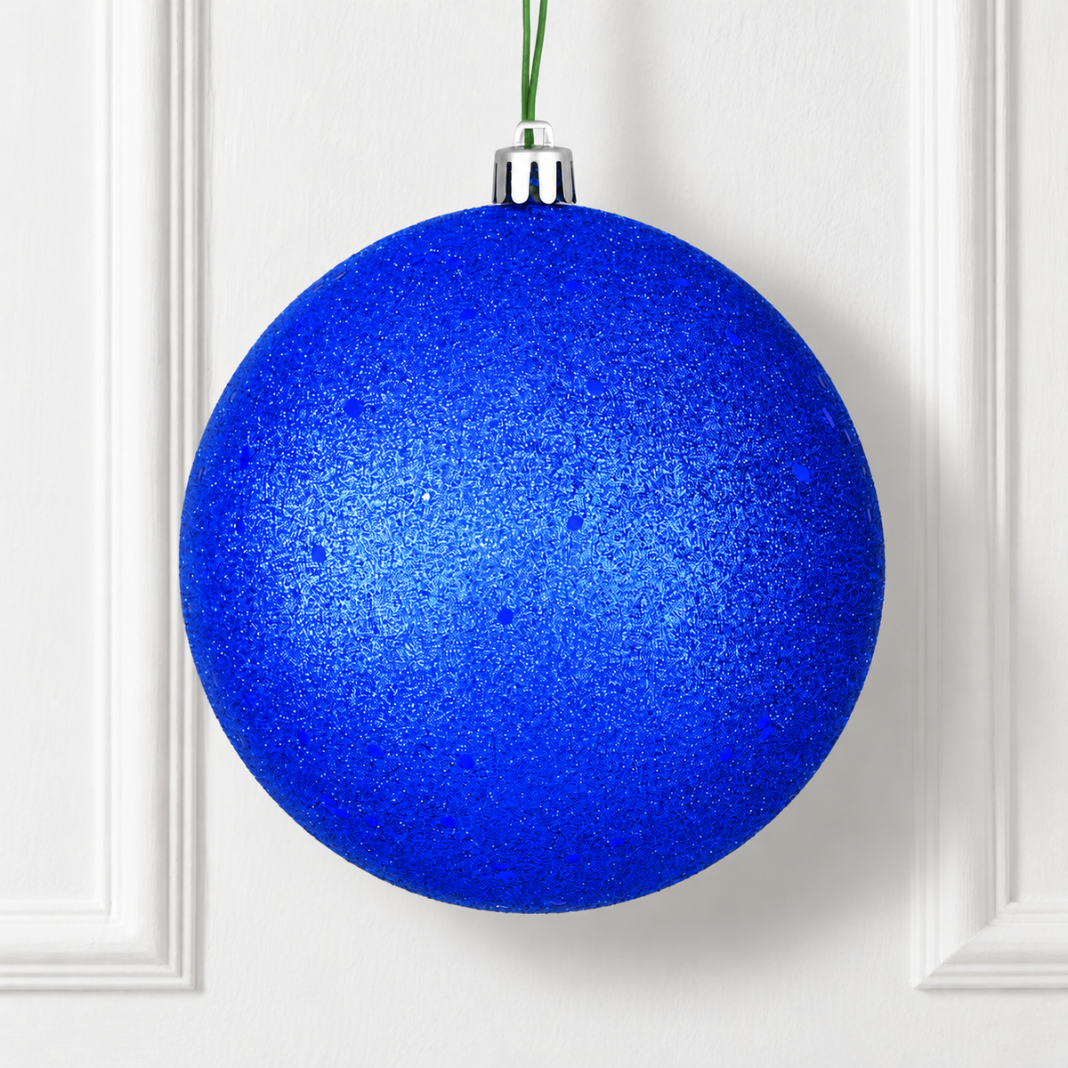 8" Shatterproof Ball Ornament - Midnight Blue - Sequin — view 2