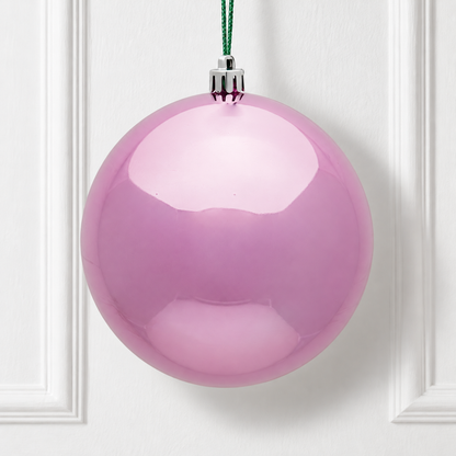 8" Shatterproof Ball Ornament - Pink - Shiny - UV Treated — view 2