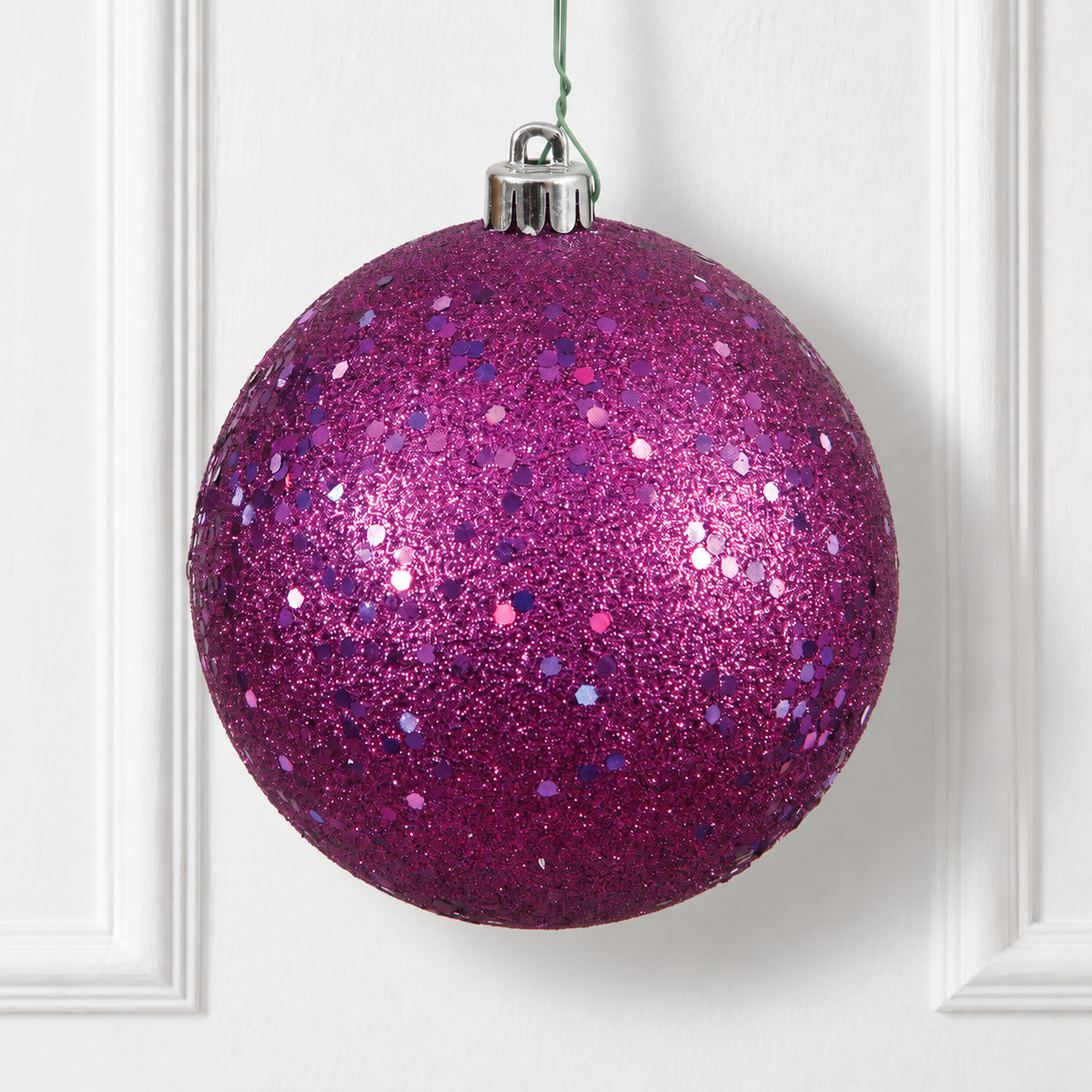 8" Shatterproof Ball Ornament - Plum - Sequin — view 2