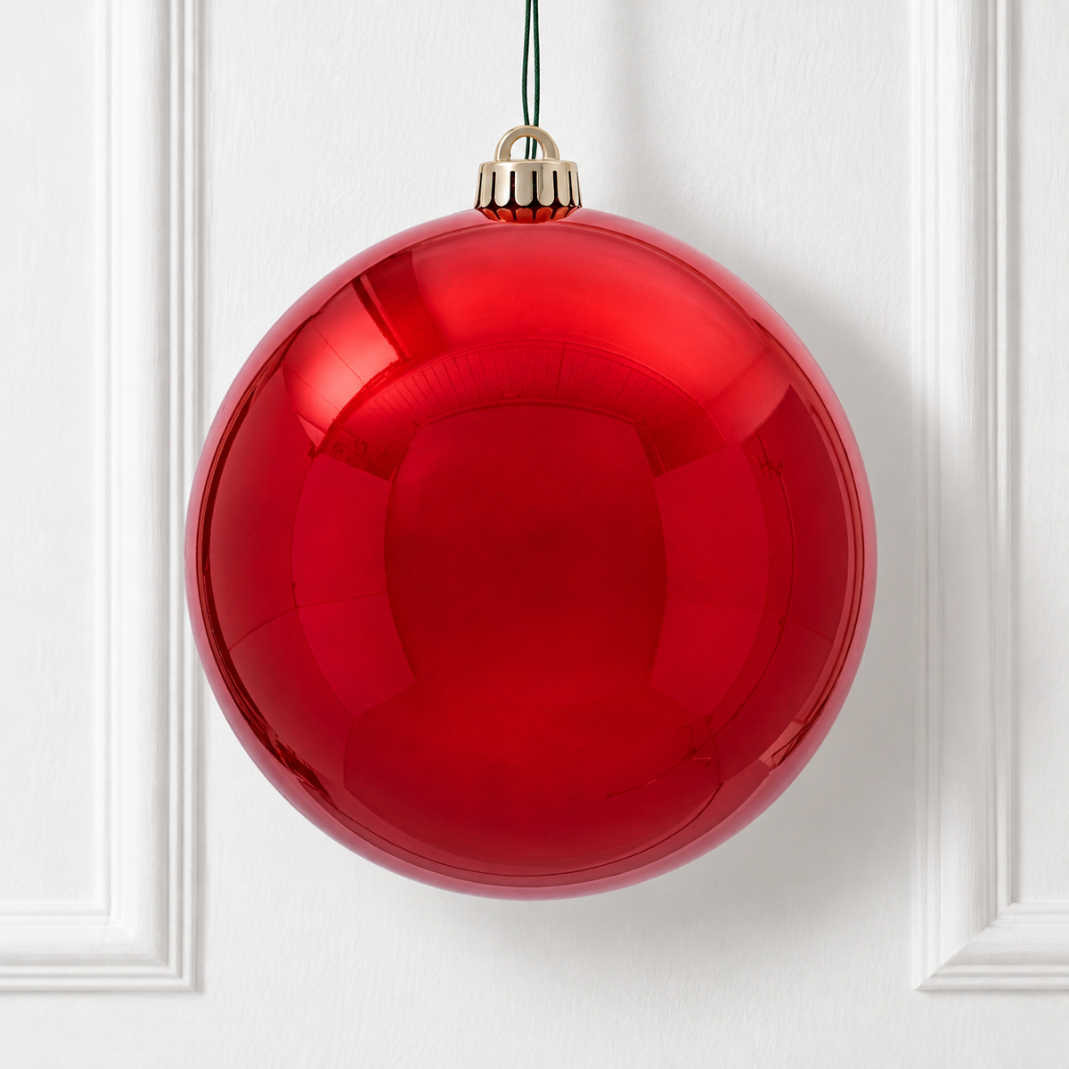 8" Shatterproof Ball Ornament - Red - Candy - UV Treated — view 2