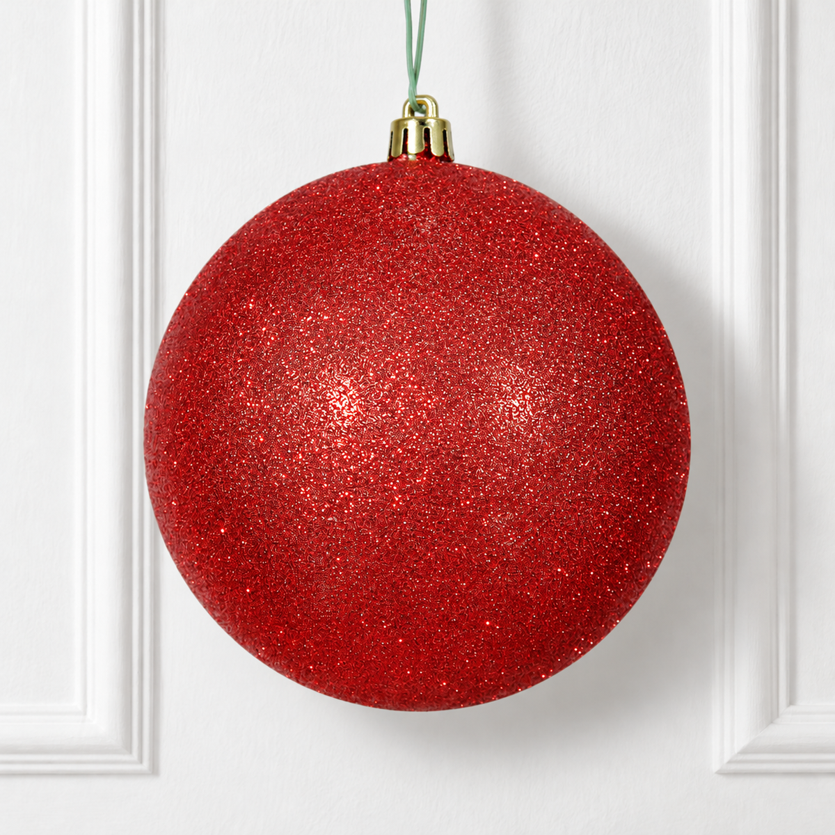 8" Shatterproof Ball Ornament - Red - Glitter — view 2
