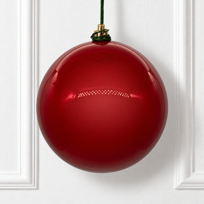 8" Shatterproof Ball Ornament - Red - Pearl - UV Treated — view 2