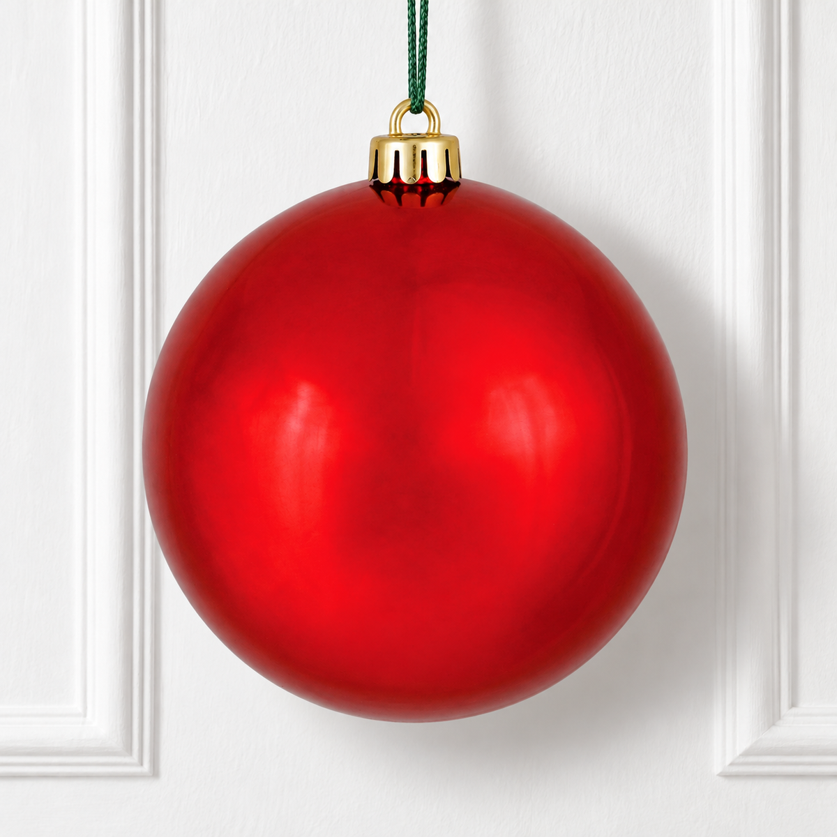 8" Shatterproof Ball Ornament - Red - Shiny - UV Treated — view 2