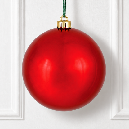 8" Shatterproof Ball Ornament - Red - Shiny - UV Treated — view 2