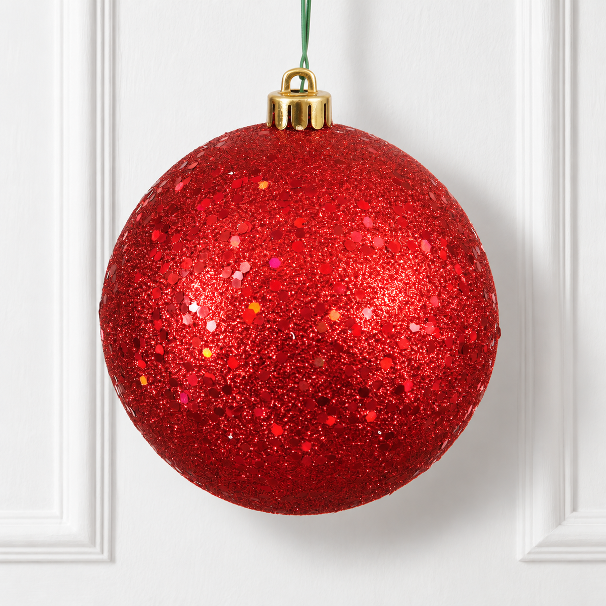 8" Shatterproof Ball Ornament - Red - Sequin — view 2