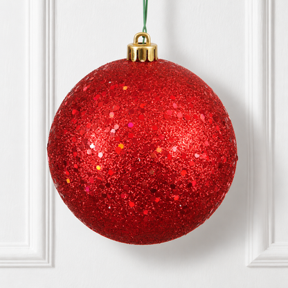 8" Shatterproof Ball Ornament - Red - Sequin — view 2