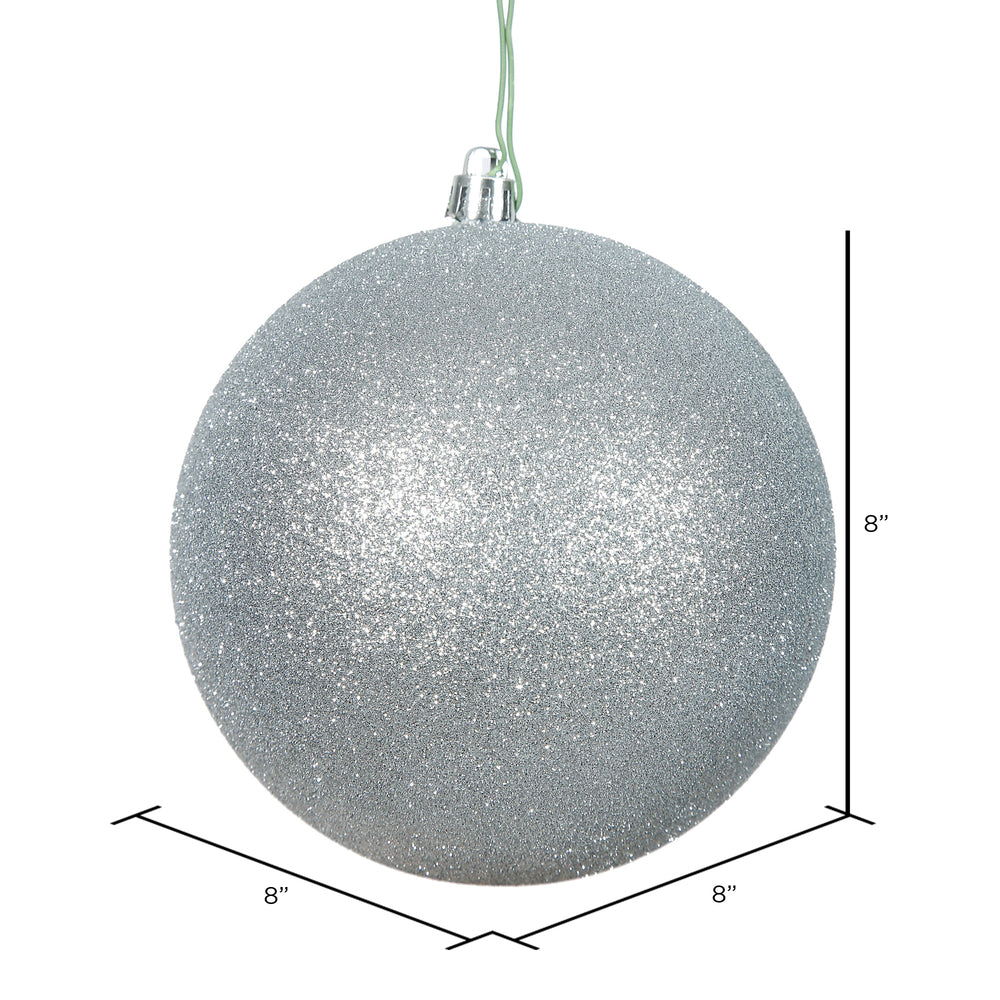 8" Shatterproof Ball Ornament - Silver - Glitter — view 3