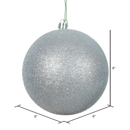 8" Shatterproof Ball Ornament - Silver - Glitter — view 3