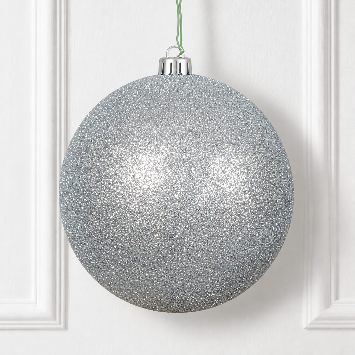 8" Shatterproof Ball Ornament - Silver - Glitter — view 2
