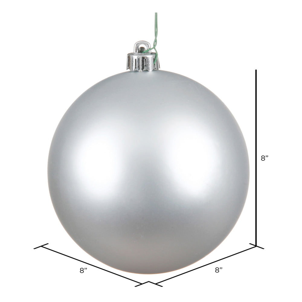 8" Shatterproof Ball Ornament - Silver - Matte - UV Treated — view 3