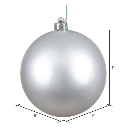 8" Shatterproof Ball Ornament - Silver - Matte - UV Treated — view 3