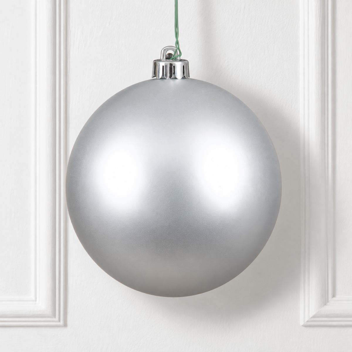 8" Shatterproof Ball Ornament - Silver - Matte - UV Treated — view 2