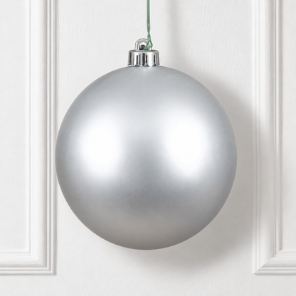 8" Shatterproof Ball Ornament - Silver - Matte - UV Treated — view 2