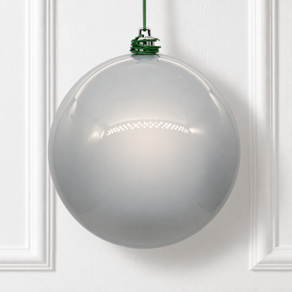 8" Shatterproof Ball Ornament - Silver - Pearl - UV Treated — view 2