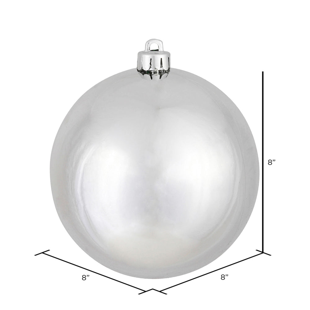 8" Shatterproof Ball Ornament - Silver - Shiny - UV Treated — view 3