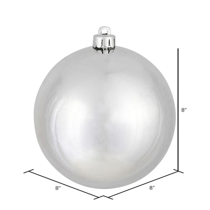 8" Shatterproof Ball Ornament - Silver - Shiny - UV Treated — view 3
