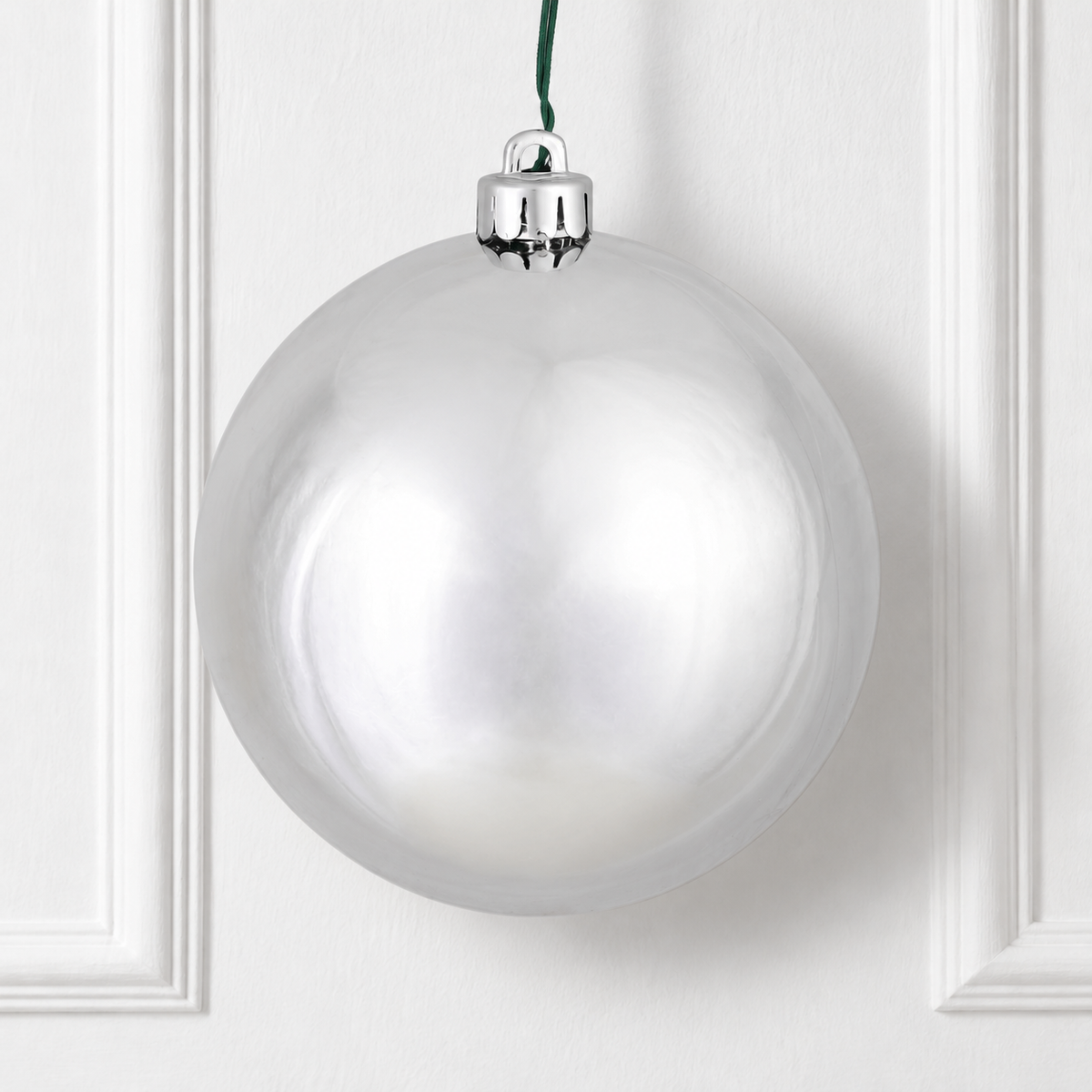 8" Shatterproof Ball Ornament - Silver - Shiny - UV Treated — view 2