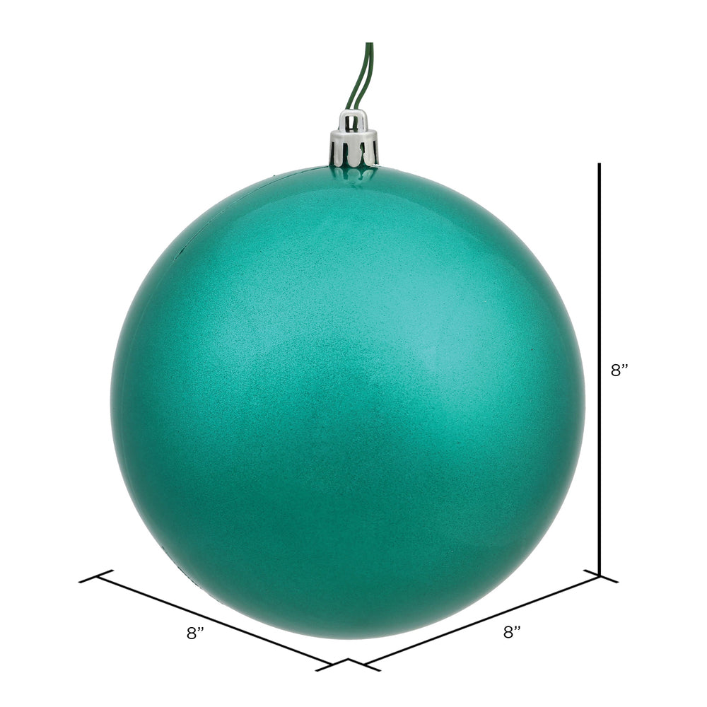 8" Shatterproof Ball Ornament - Teal - Candy - UV Treated — view 3