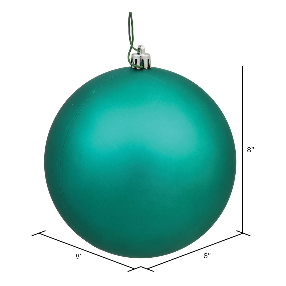 8" Shatterproof Ball Ornament - Teal - Matte - UV Treated — view 3