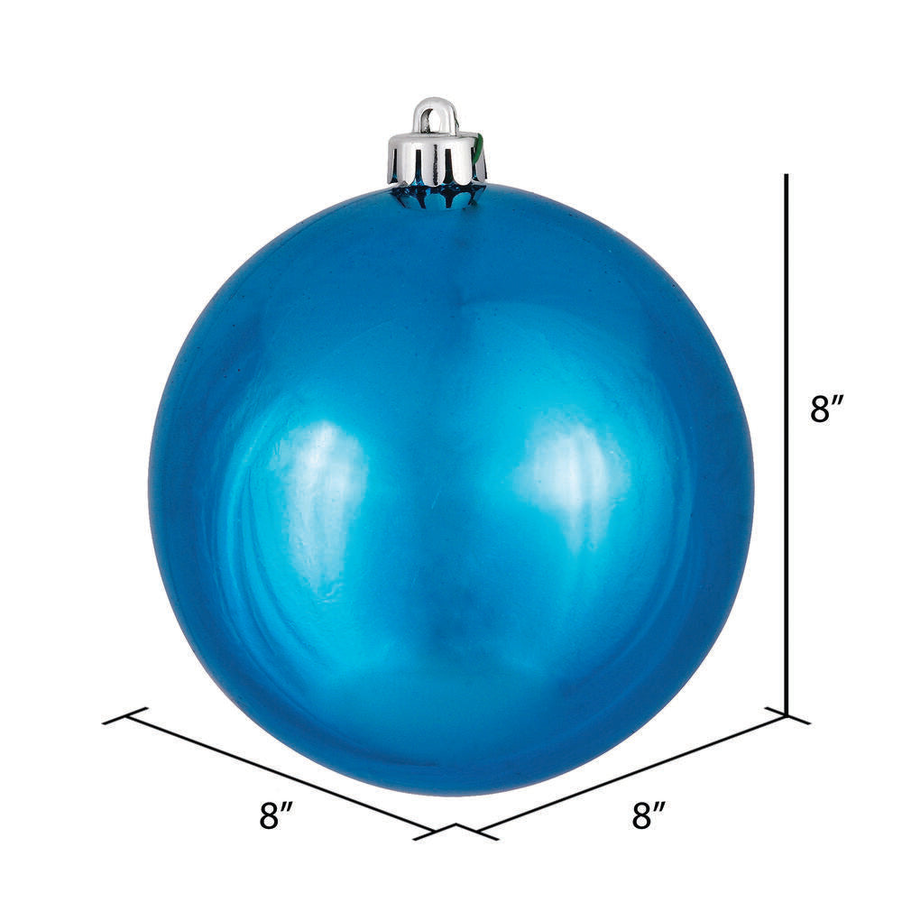 8" Shatterproof Ball Ornament - Turquoise - Shiny - UV Treated — view 3