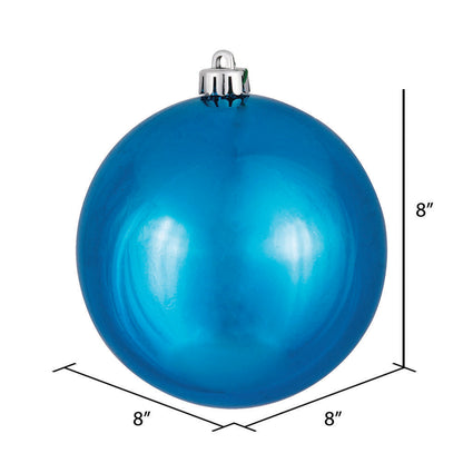 8" Shatterproof Ball Ornament - Turquoise - Shiny - UV Treated — view 3