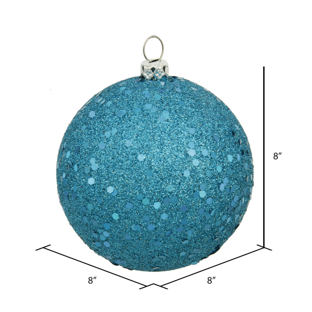8" Shatterproof Ball Ornament - Turquoise - Sequin — view 3
