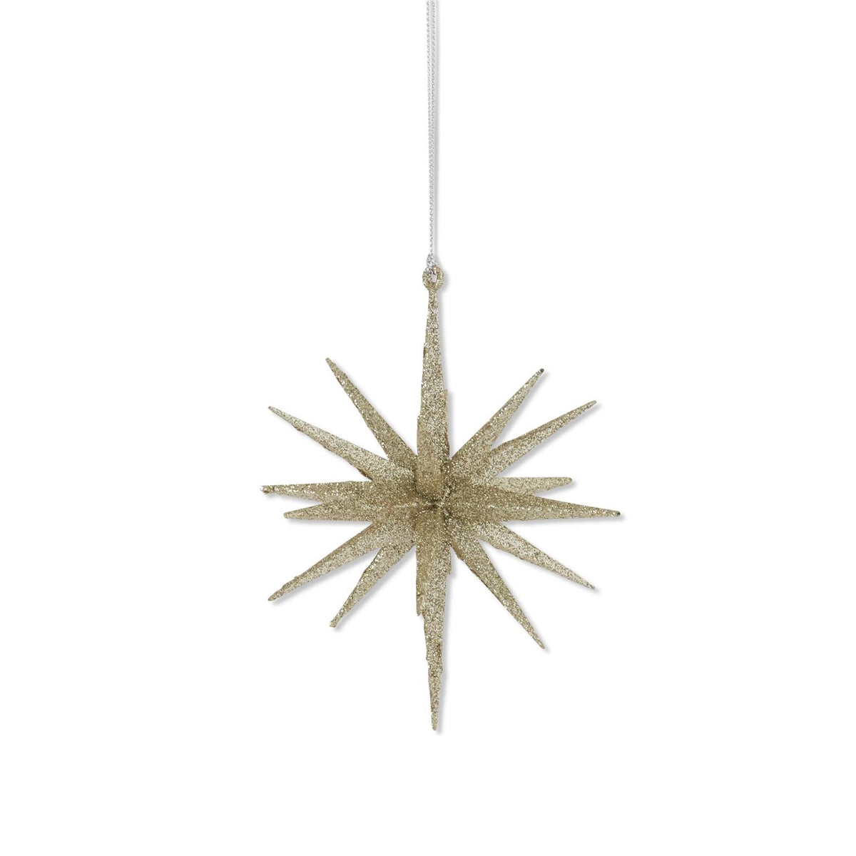 6 Inch 18 Point Champagne Glitter Star Ornamen — view 1