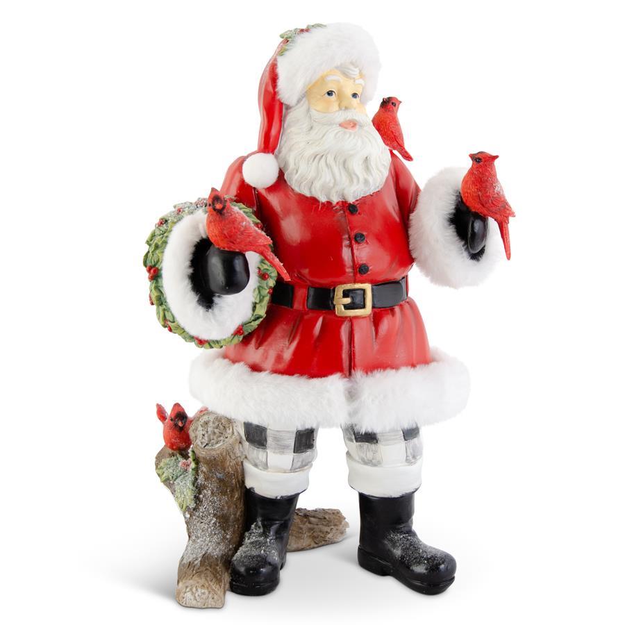15 Inch Resin Santa Trimmed in Fur w/Black & — view 1