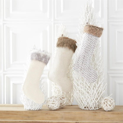Tan Cream & Brown Fabric Stockings w/Vegan (Set of 3) — view 2