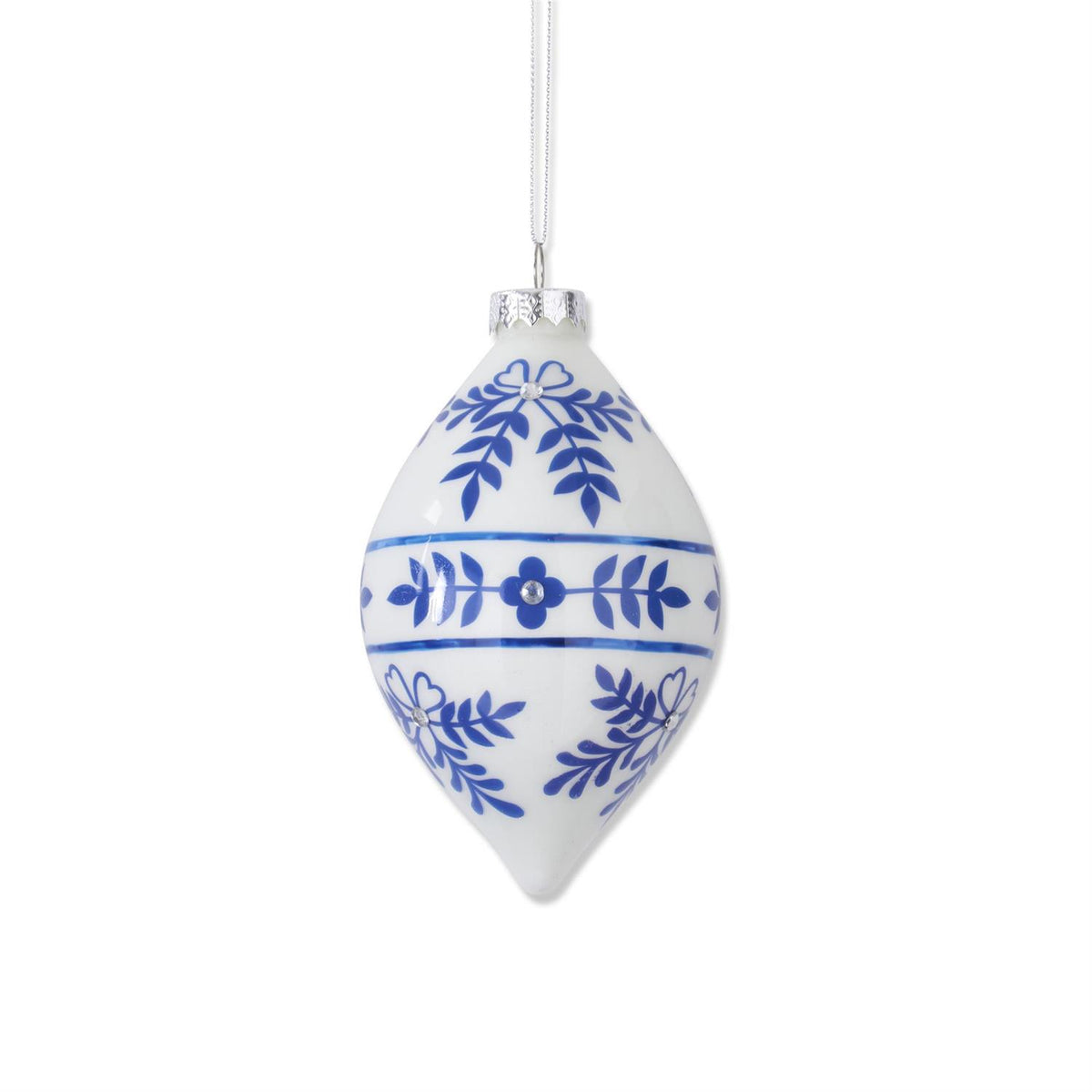 5.25 Inch White w/Blue Snowflake Glass Tea — view 1