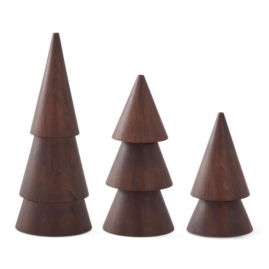 Set of 3 Modern Brown Wooden Christmas Trees
