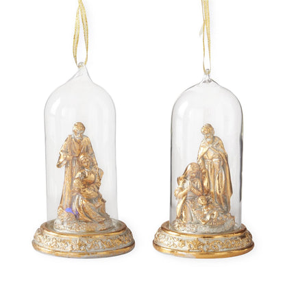 5 Inch LED Gold Nativity Cloche Ornam (Set of 2) — view 1