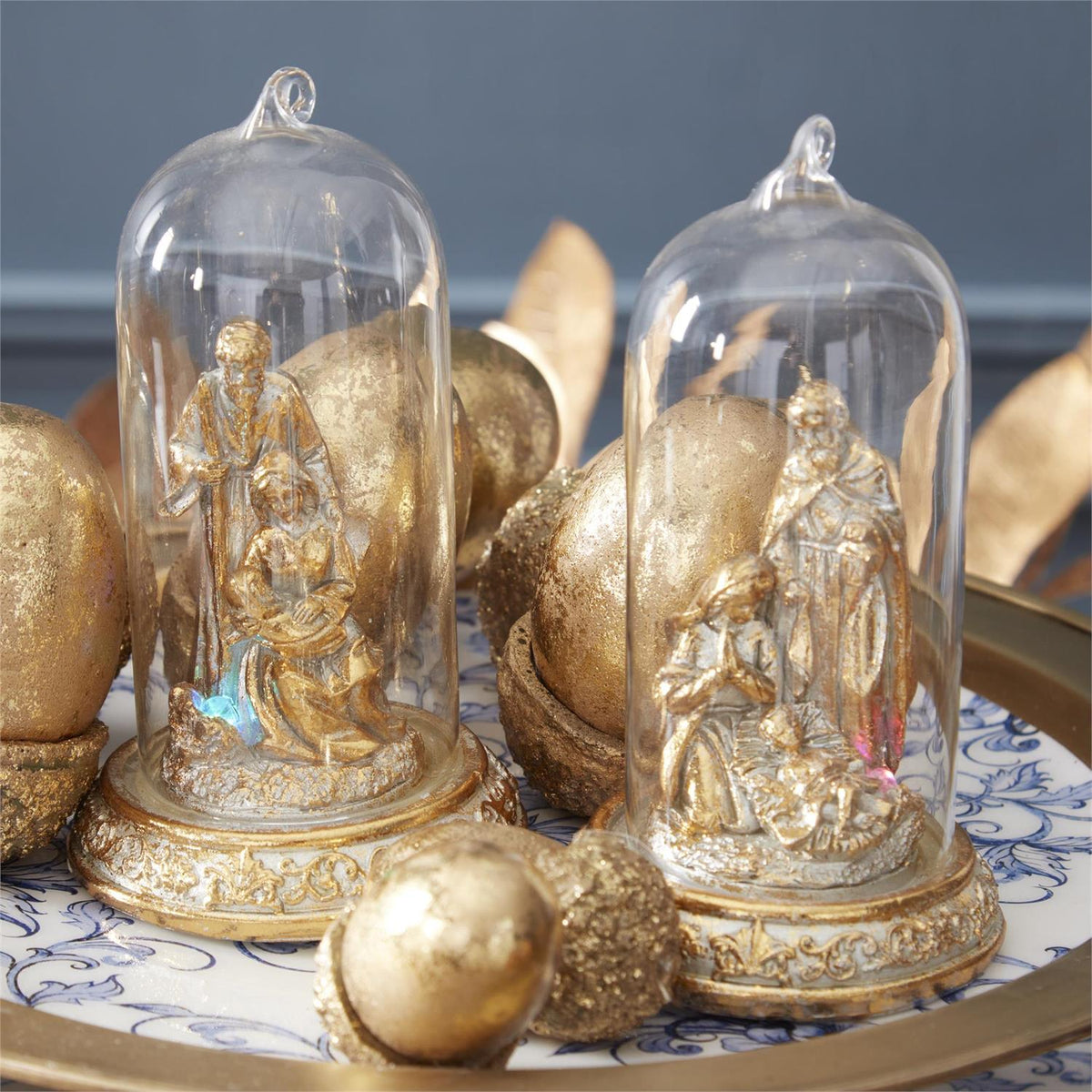 5 Inch LED Gold Nativity Cloche Ornam (Set of 2) — view 4