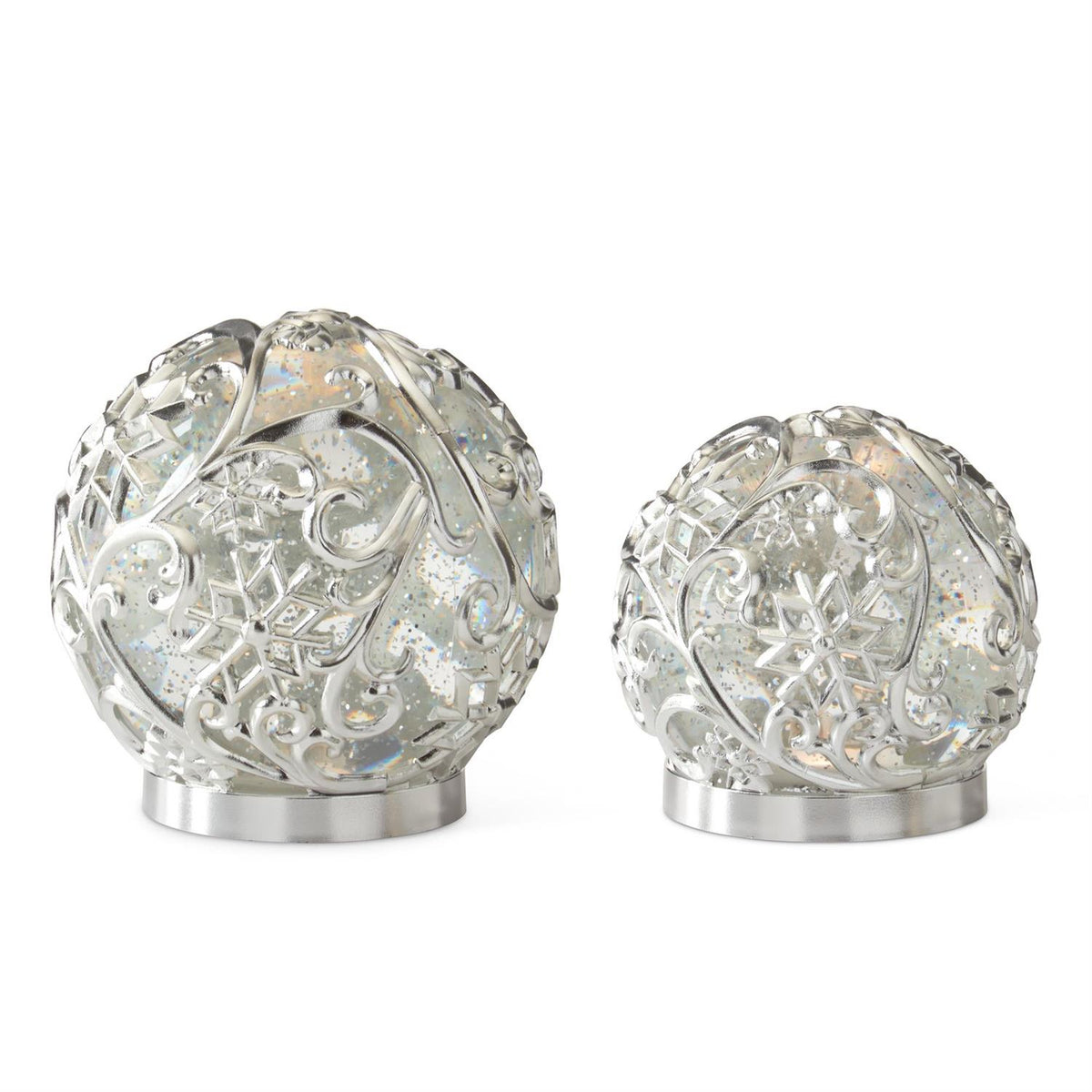 Set of 2 Silver Scrolled Snowflake Water Spinni — view 1