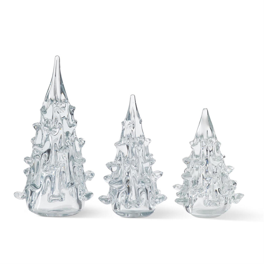 Set of 3 Clear Glass Christmas Trees