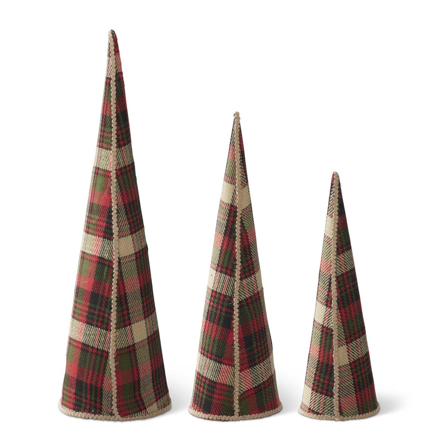 Set of 3 Red Green & Black Plaid w/Jute Trim Nes