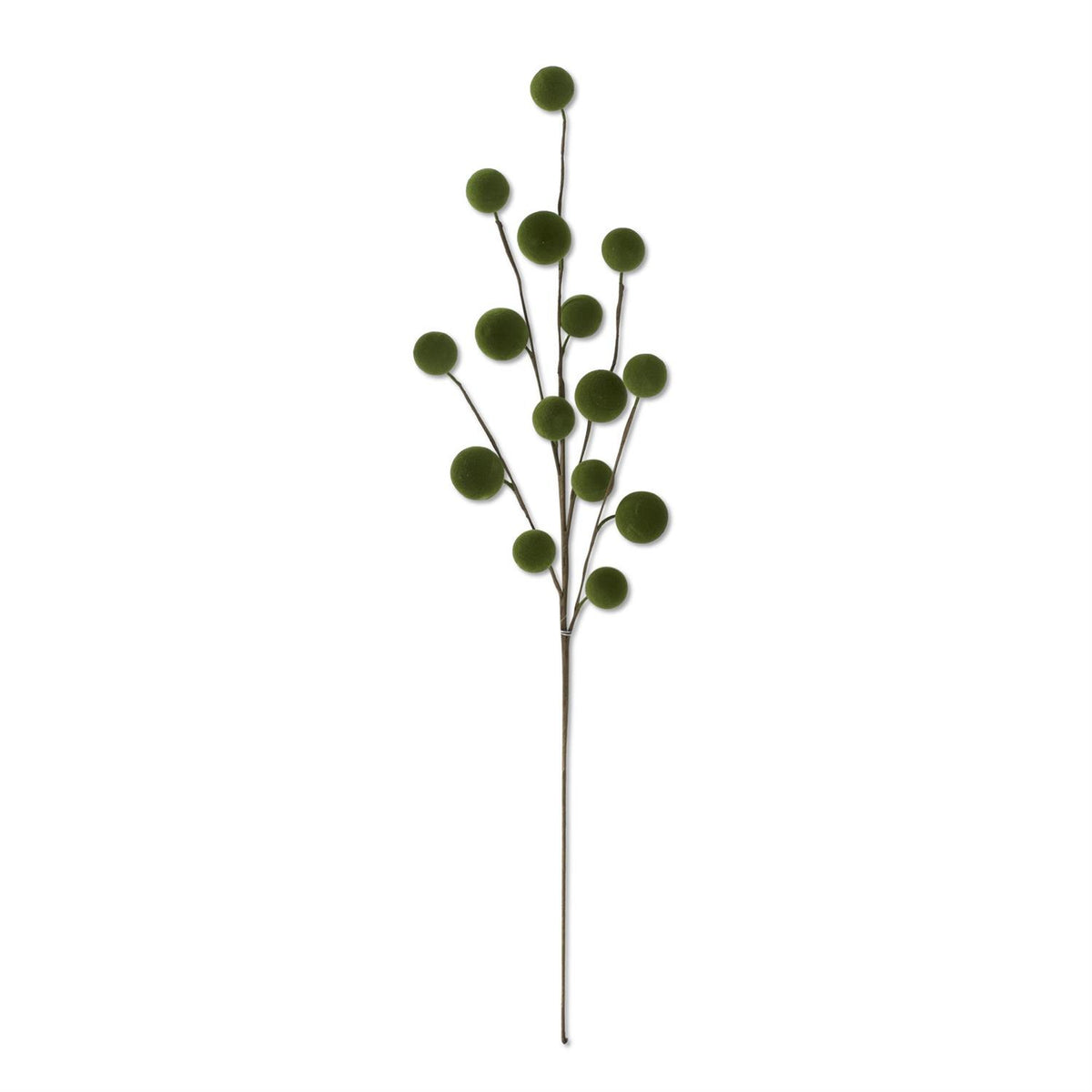 23.5 Inch Green Flocked Ball Stem — view 1