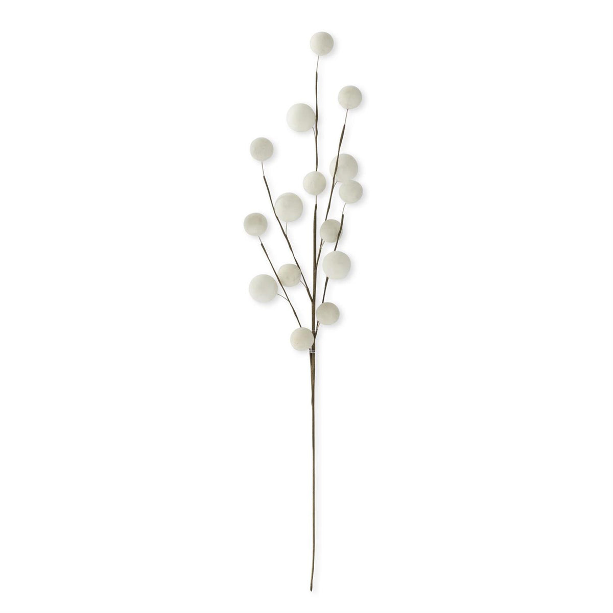 23.5 Inch White Flocked Ball Stem — view 1