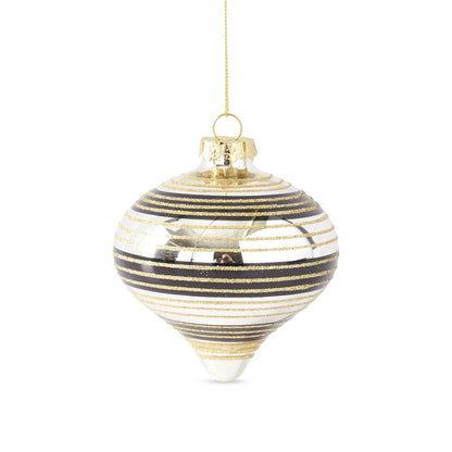 Assorted Mirrored Black & Gold Glittered Ornaments (set of 3) — view 4