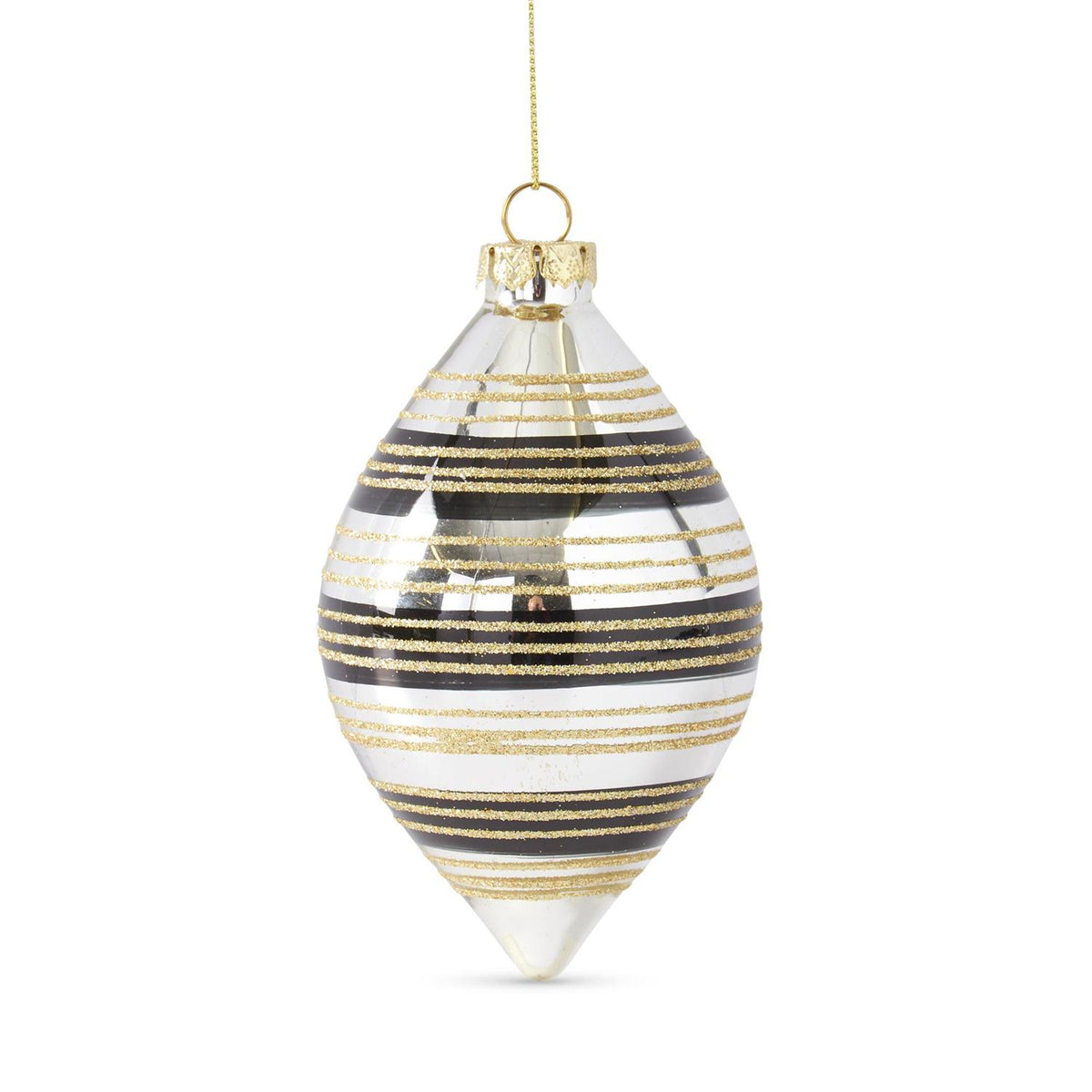 Assorted Mirrored Black & Gold Glittered Ornaments (set of 3) — view 5