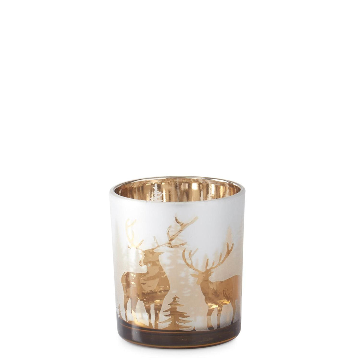 Set of 3 Frosted Glass Decorations with Rose Gold Interior Deer – Set of 3
