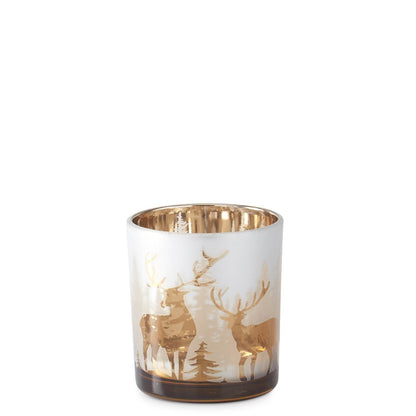 Set of 3 Frosted Glass Decorations with Rose Gold Interior Deer – Set of 3