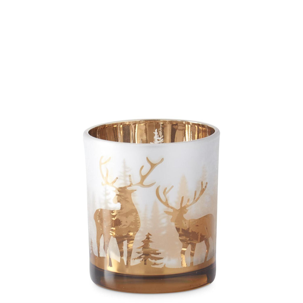 Set of 3 Frosted Glass Decorations with Rose Gold Interior Deer – Set of 3
