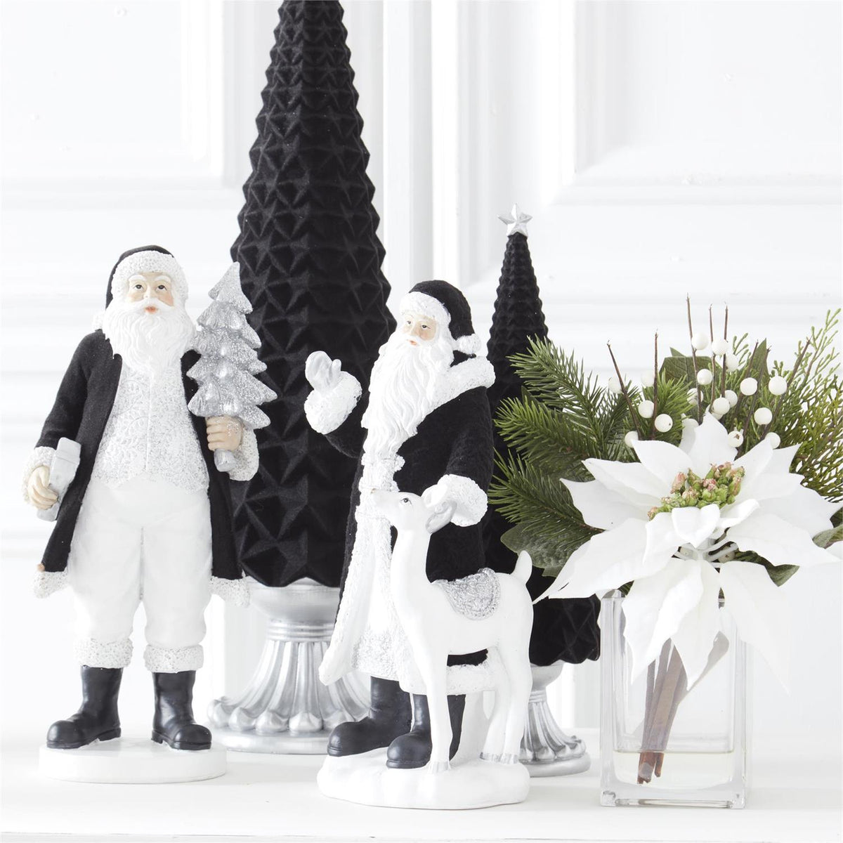 Assorted Black Velvet Resin Santas (Set of 2)
