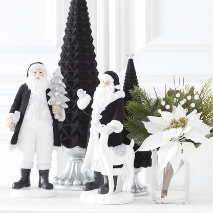 Assorted Black Velvet Resin Santas (Set of 2)